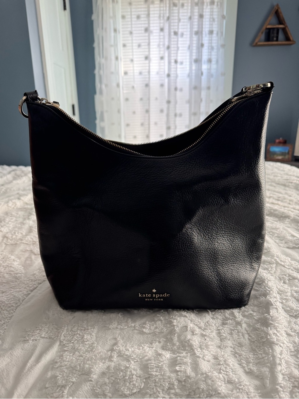 Kate Spade New York Black Pebbled Leather Hobo Shoulder Bag